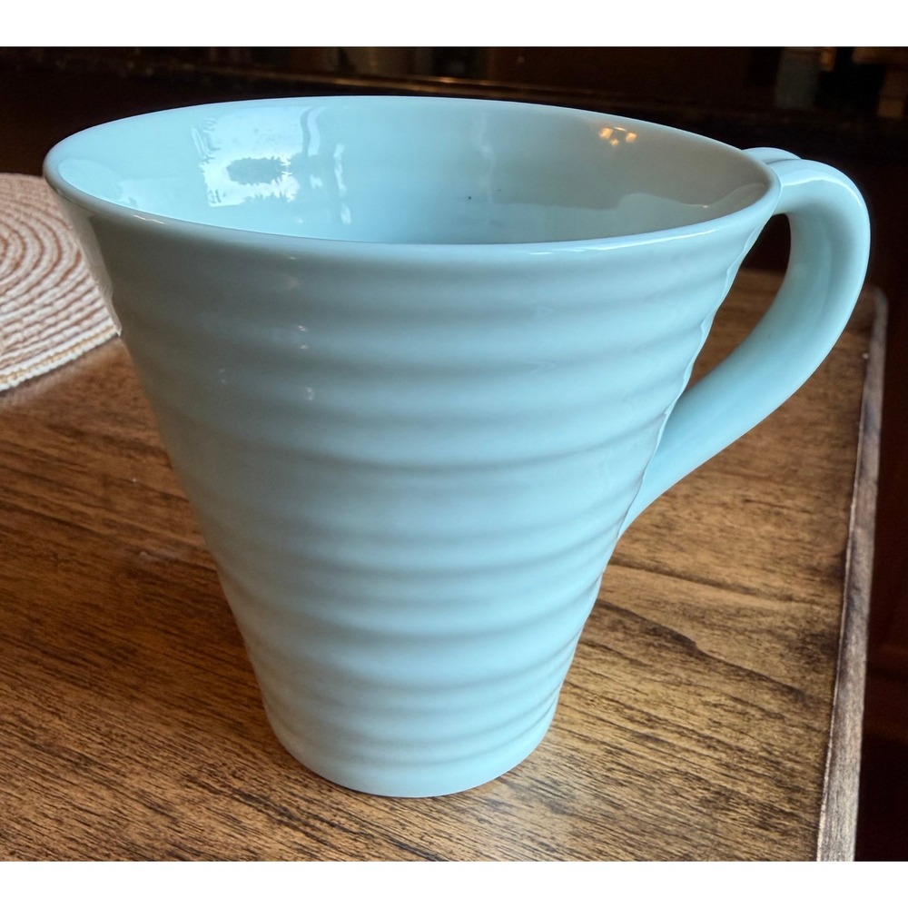 4 Portmeiron Celedon Sophie Conran Ribbed Coffee Mugs Seafoam Mint Lot EUC - Picture 8 of 8